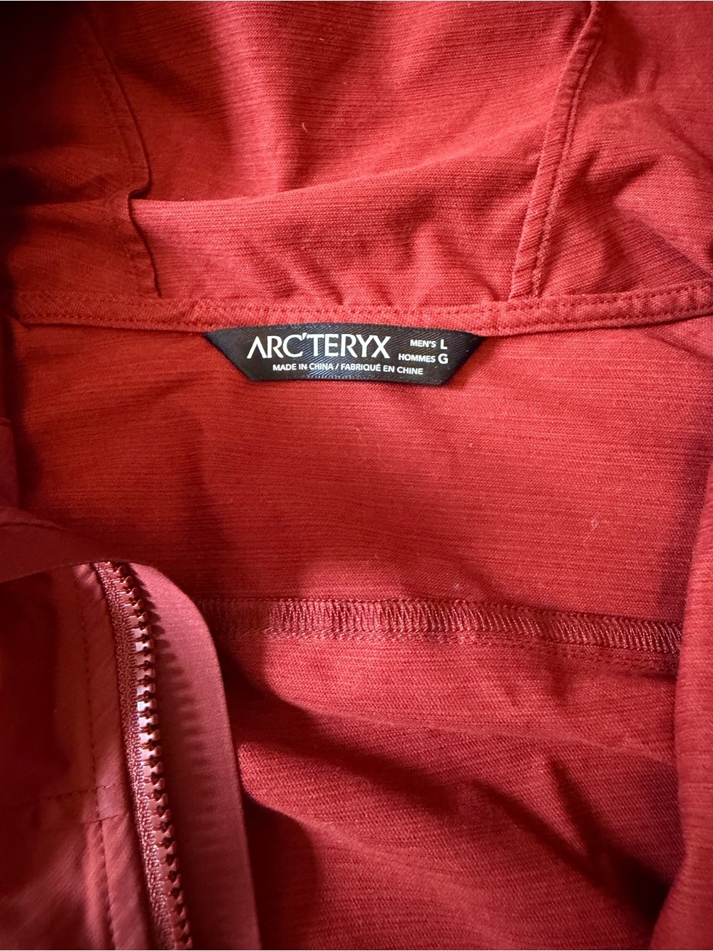 Arc'teryx Men's Brick Red Hooded Windbreaker Jacket Sz L *Minor Flaw* See Detail - Picture 8 of 14